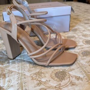 TOP Moda Nude Strappy Block Heels